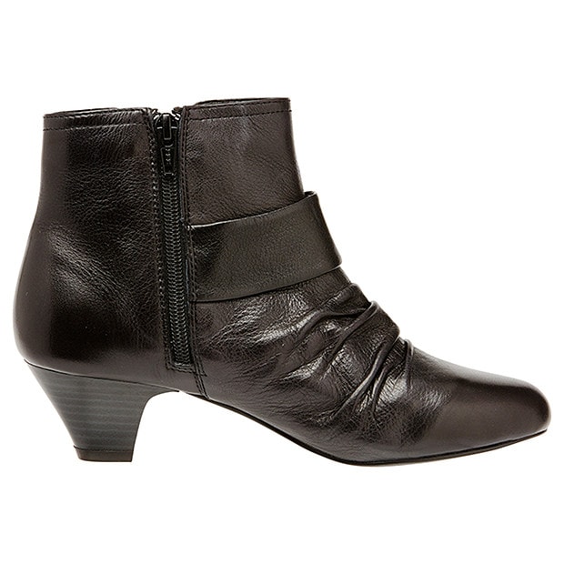 ruched leather ankle boots
