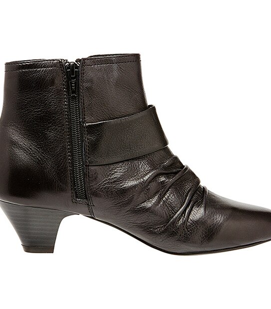 Velda Ruched Leather Ankle Boots