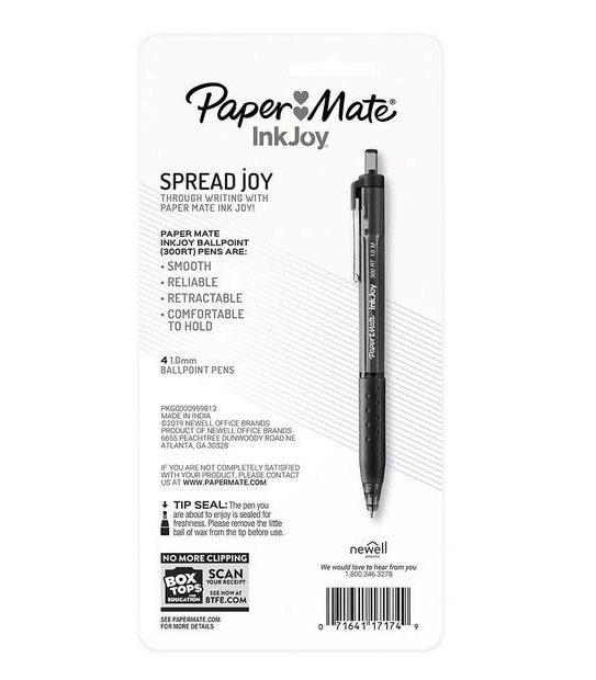 Paper Mate 4 Pack InkJoy 300RT Ballpoint Pens