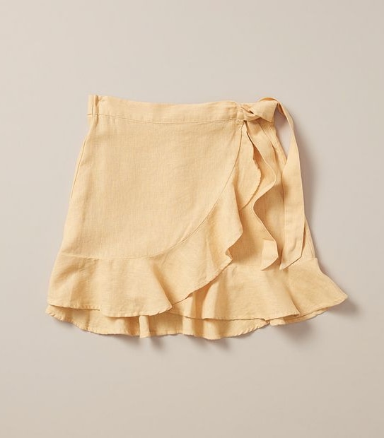 Linen Blend Wrap Skirt