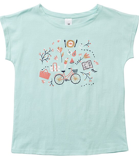 Girls' Short Sleeve Picnic Print T-Shirt