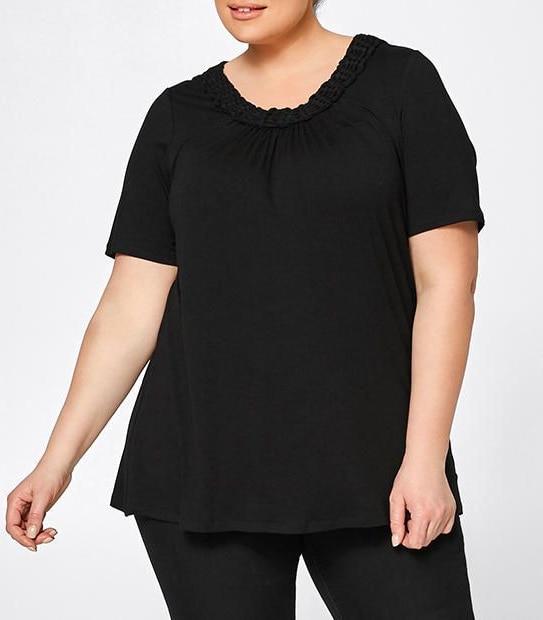 Belle Curve Macrame Neck T-Shirt 1 of 3