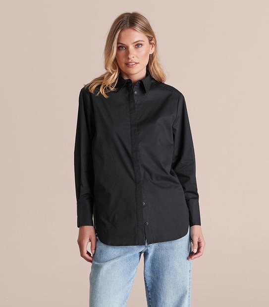 Preview Button Through Oversized Shirt