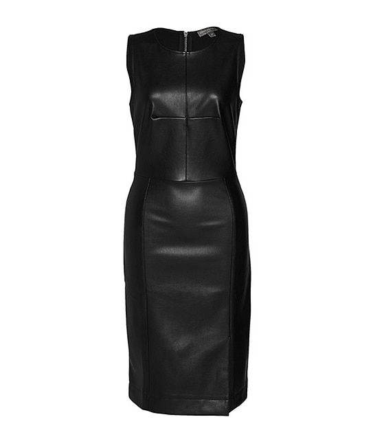 Dannii Minogue Luxe Petites Leather Look Dress - Black