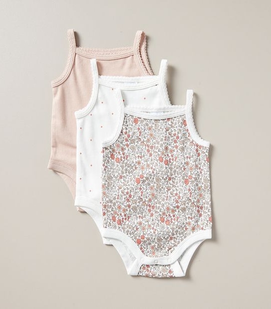 Baby Organic Cotton 3 Pack Singlet Bodysuits