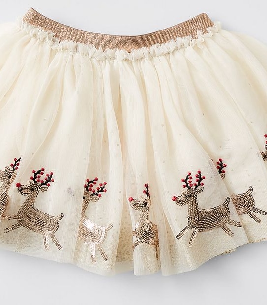Christmas Reindeer Tulle Skirt - Beige