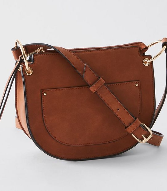 Lily Loves Zip Top Saddle Crossbody Bag - Tan