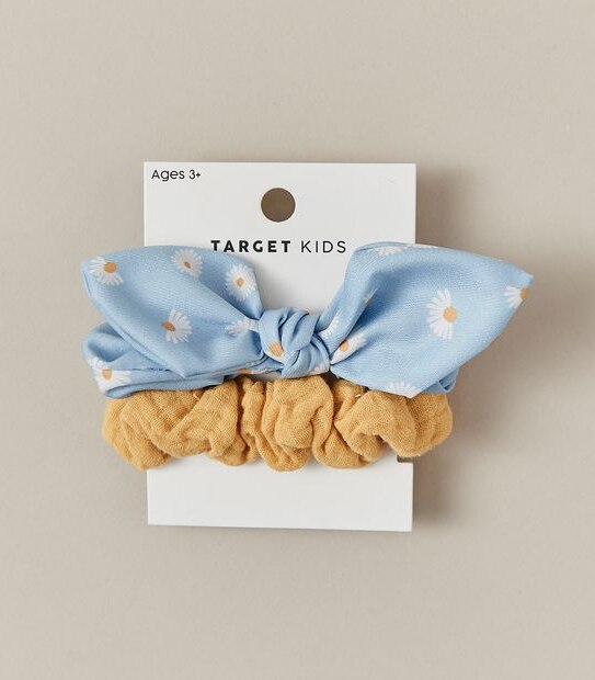 2 Pack Kids Large Daisy Bow Scrunchies Set