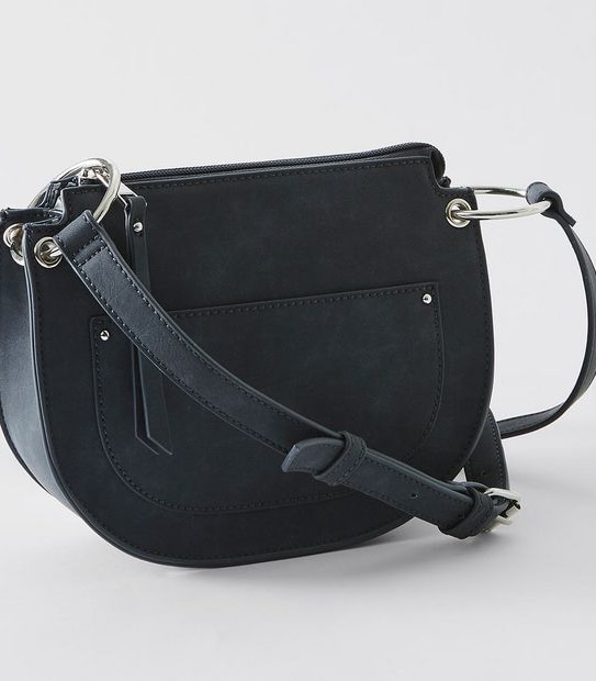 Lily Loves Zip Top Saddle Crossbody Bag - Navy
