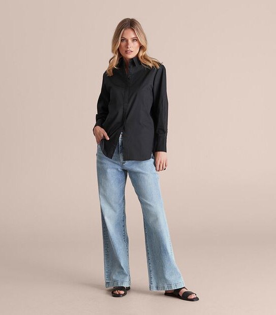 Preview Button Through Oversized Shirt