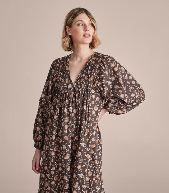 Balloon Sleeve Maxi Dress