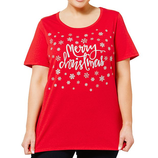Belle Curve Christmas Glitter T-Shirt 