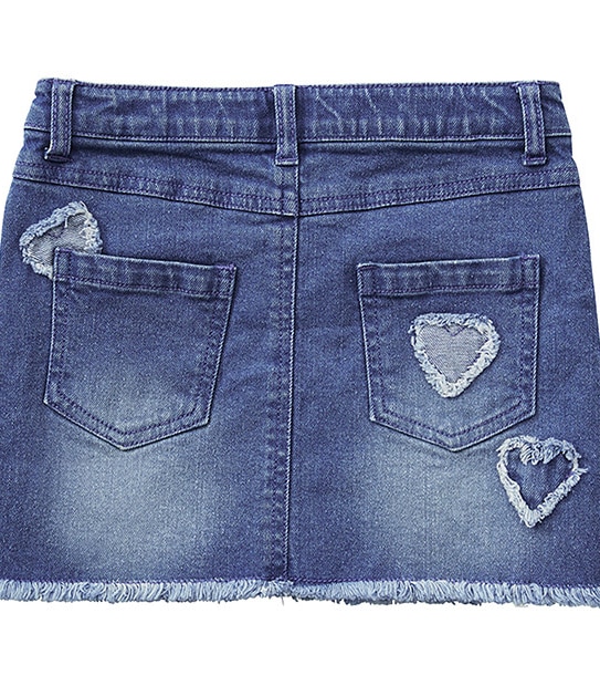 Girls' Heart Applique Denim Skirt
