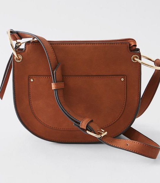Lily Loves Zip Top Saddle Crossbody Bag - Tan
