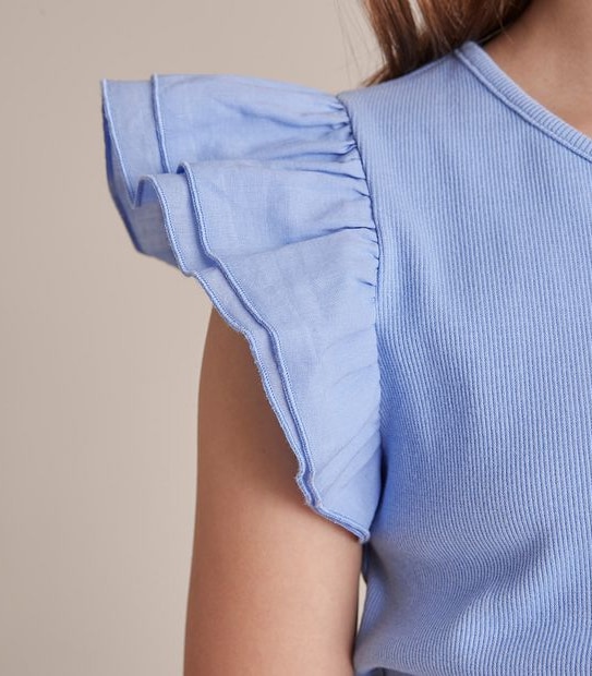 Frill Sleeve Rib T-shirt 2 of 6