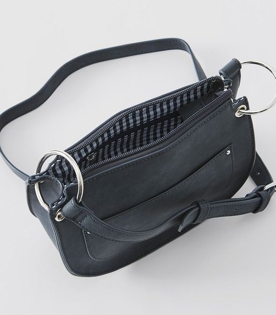 Lily Loves Zip Top Saddle Crossbody Bag - Navy