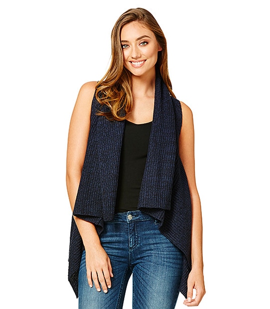 Fisherman's Knit Vest - Black / Peacoat Twist