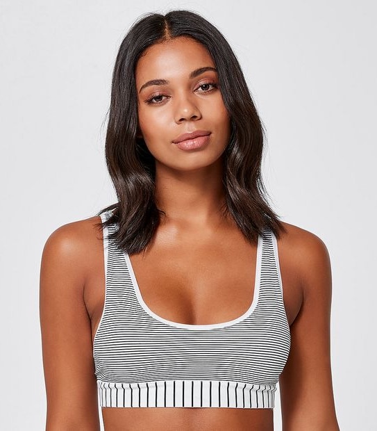 Lily Loves Crop Bra - White/Black Stripe