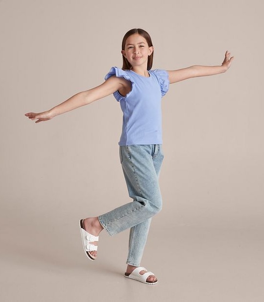 Frill Sleeve Rib T-shirt