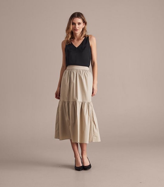 Preview Poplin Tiered Skirt