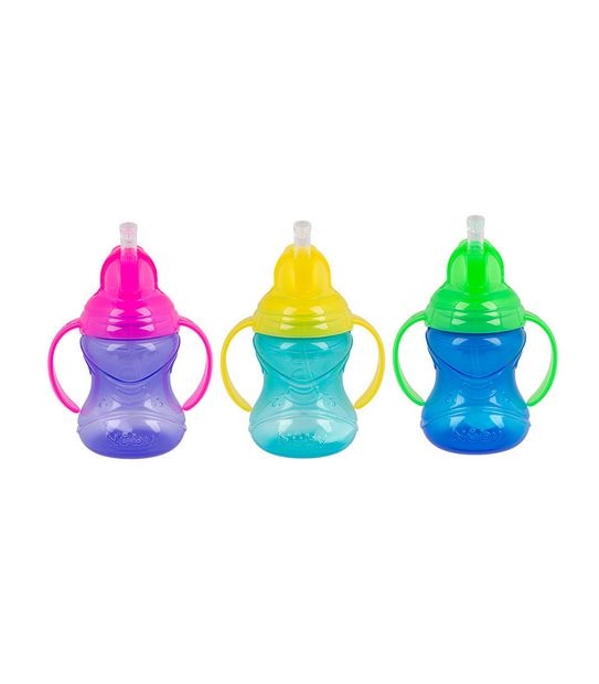 Nuby No Spill 360° Straw Flip N' Sip Twin Handle Cup 300ml - Assorted*