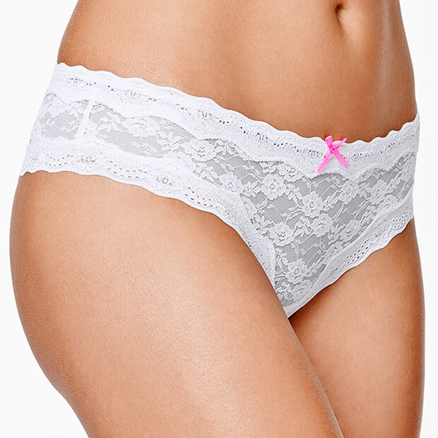 Lace Cheeky Cut Bikini Briefs - White Lace Cheeky Cut Bikini Briefs - White