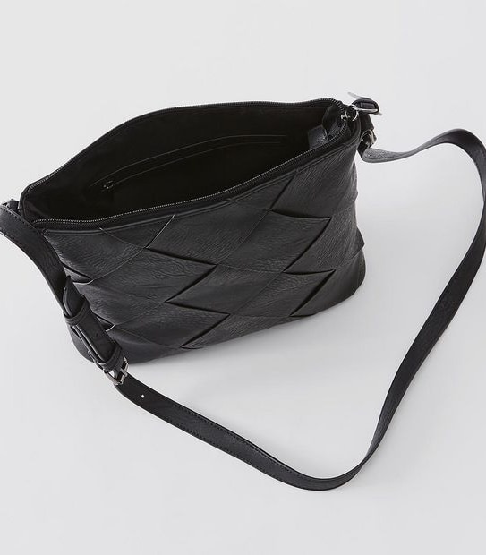 Large Woven Sling Crossbody Bag - Black