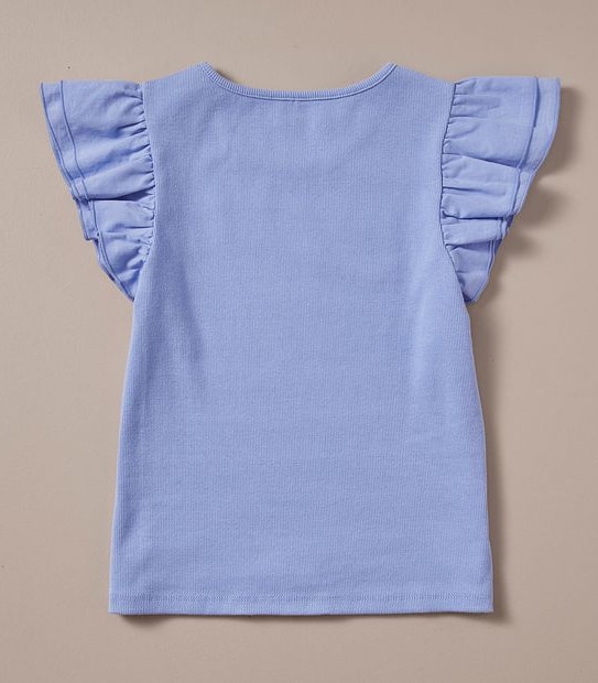 Frill Sleeve Rib T-shirt