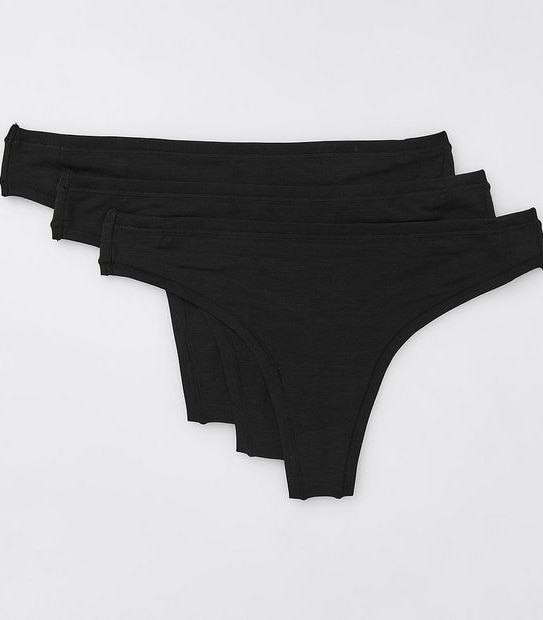 Lily Loves 3 Pack Soft Stretch G-String Briefs - Black