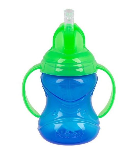 Nuby No Spill 360° Straw Flip N' Sip Twin Handle Cup 300ml - Assorted*