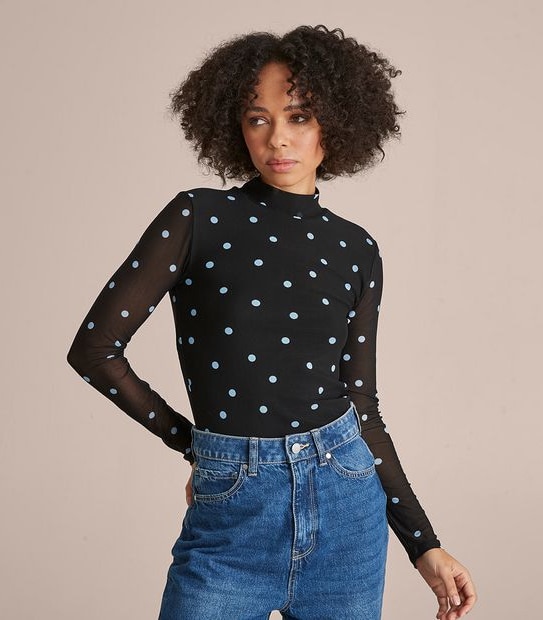 Lily Loves Mesh Turtleneck Top
