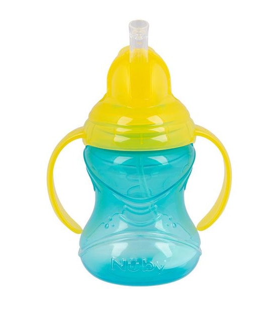 Nuby No Spill 360° Straw Flip N' Sip Twin Handle Cup 300ml - Assorted*