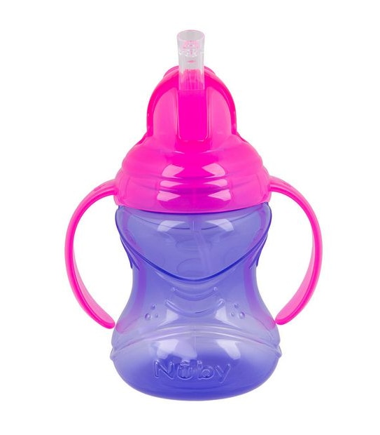 Nuby No Spill 360° Straw Flip N' Sip Twin Handle Cup 300ml - Assorted*