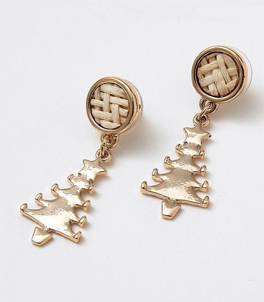 Metal Tree Studs Earrings - Gold 