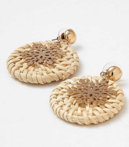 Woven Snowflake Earrings - Gold 