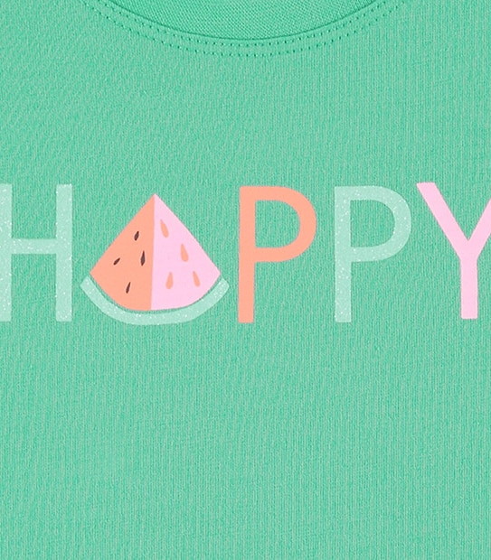 Girls' Short Sleeve 'Happy' Print T-Shirt