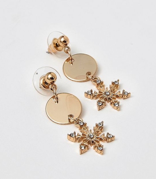Statement Snowflakes Earrings -  Gold 