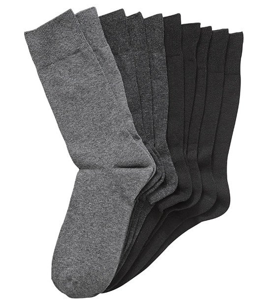 Mens' 10 Pack Casual Socks - Black and Grey