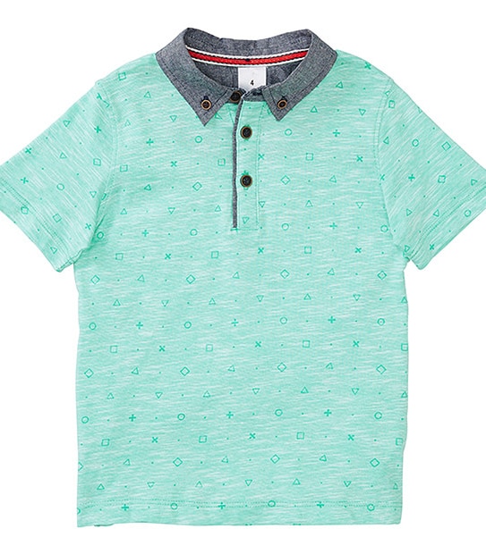 Boys' Short Sleeve Print Polo Top