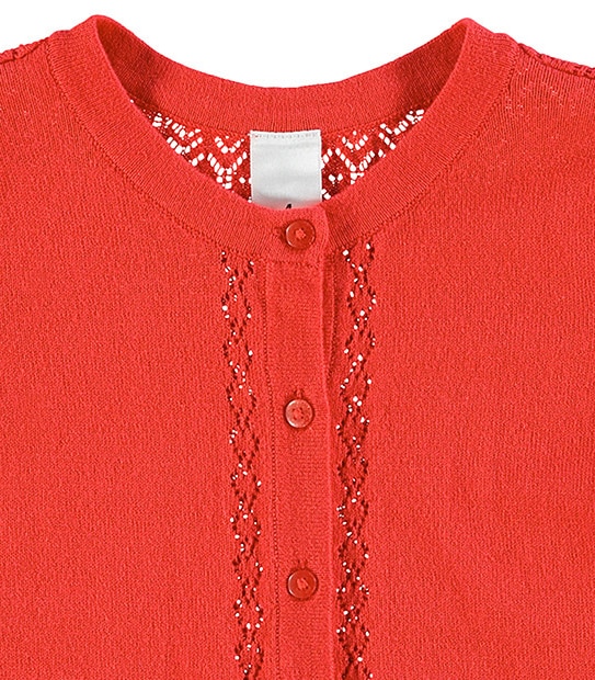 Girls' Short Sleeve Pointelle Knit Cardigan