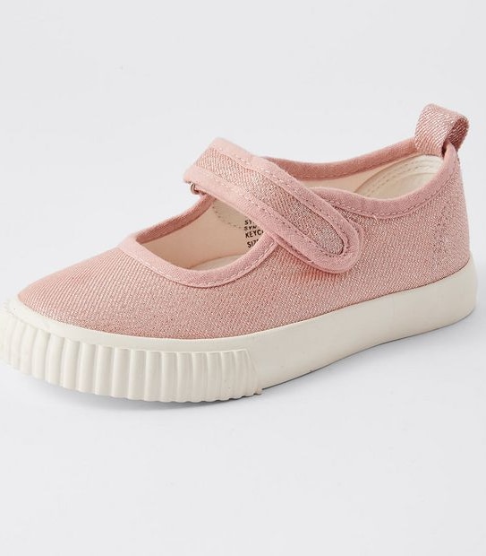 Kids Junior Canvas Mary Jane Flats - Pink