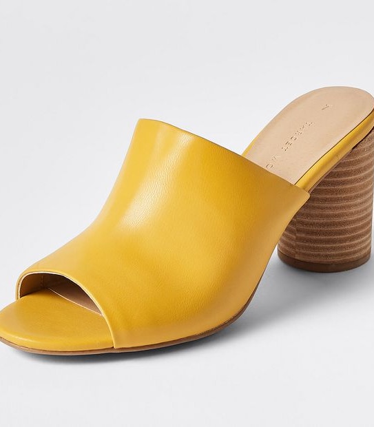 Harvey Barrel Heeled Mules - Yellow