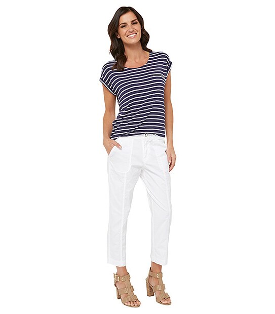 Rib Waist Crop Pants - White 2 of 4