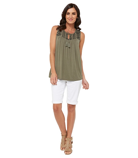 Denim Bermuda Shorts - White