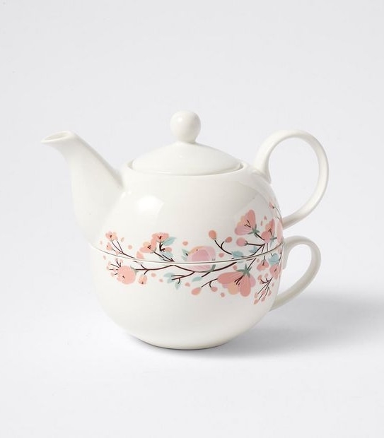 Floral Stackable Tea Cup & Pot Set