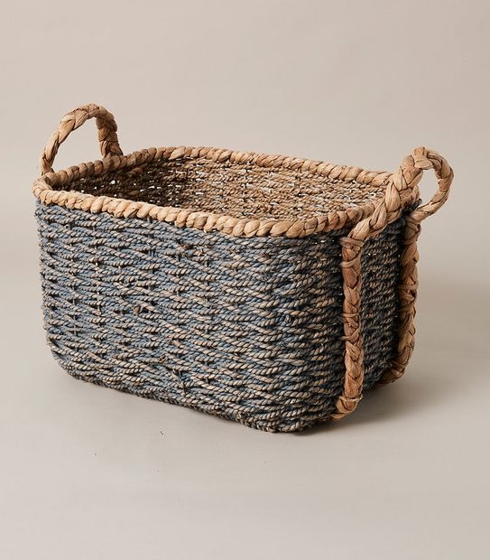 Blue Seagrass Rectangle Basket