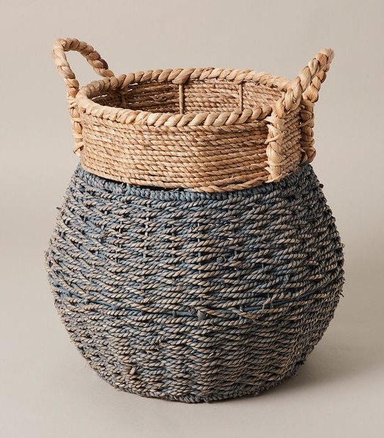 Blue Seagrass Round Basket - Large