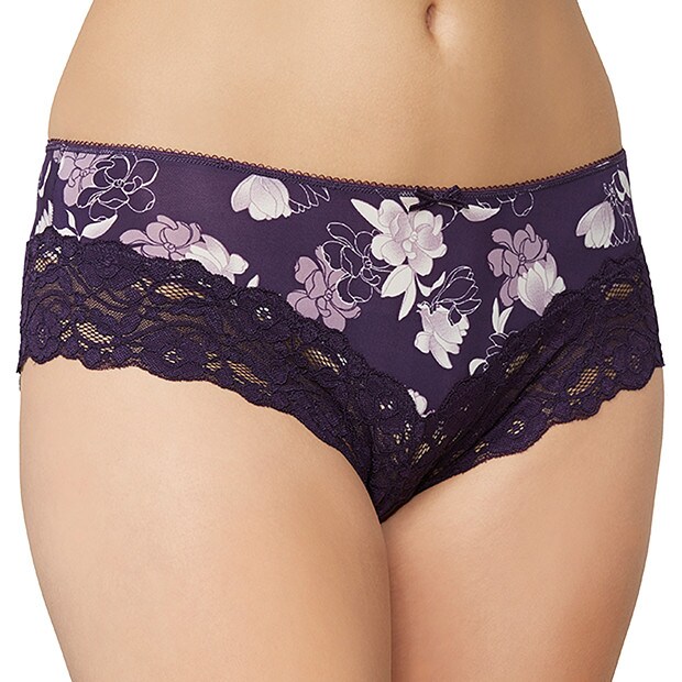 Microfibre Cheeky Cut Bikini Briefs - Floral Purple Microfibre Cheeky Cut Bikini Briefs - Floral Purple