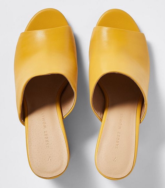Harvey Barrel Heeled Mules - Yellow