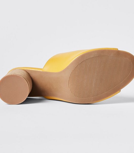 Harvey Barrel Heeled Mules - Yellow